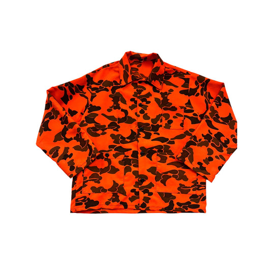 Orange & Brown Camo Hunting Jacket With Button Front 4 Pockets & Long Sleeves #8975