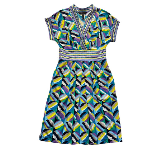 BCBGMaxAzria Multicolor  Short Sleeve Dress V-Neck Size S #7770