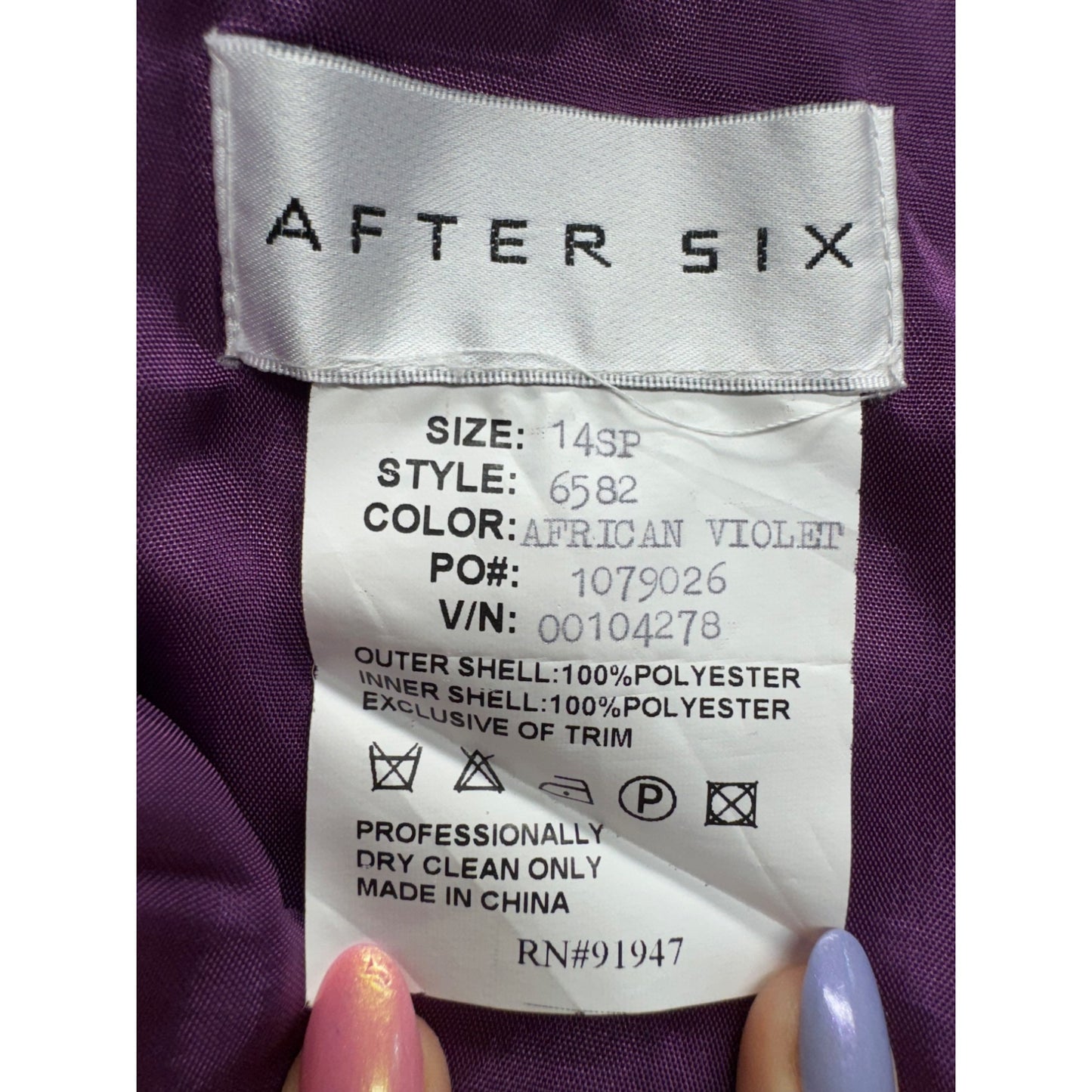 After Six One-Shoulder African Violet Dress 14SP  #7843