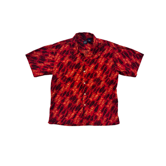Boys Red Gap Lobster Print Short Sleeve Button-Up Shirt Size 10 #6662