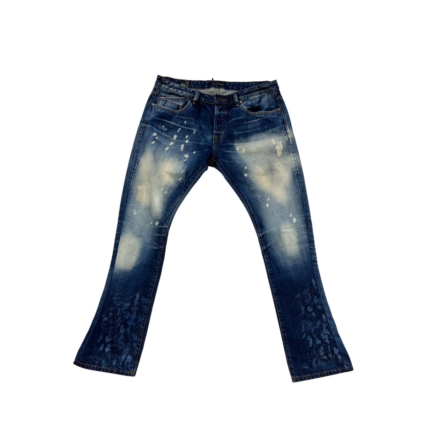 Cult Of Individuality Distressed Bootcut Jeans Size 38 Blue Denim #799A