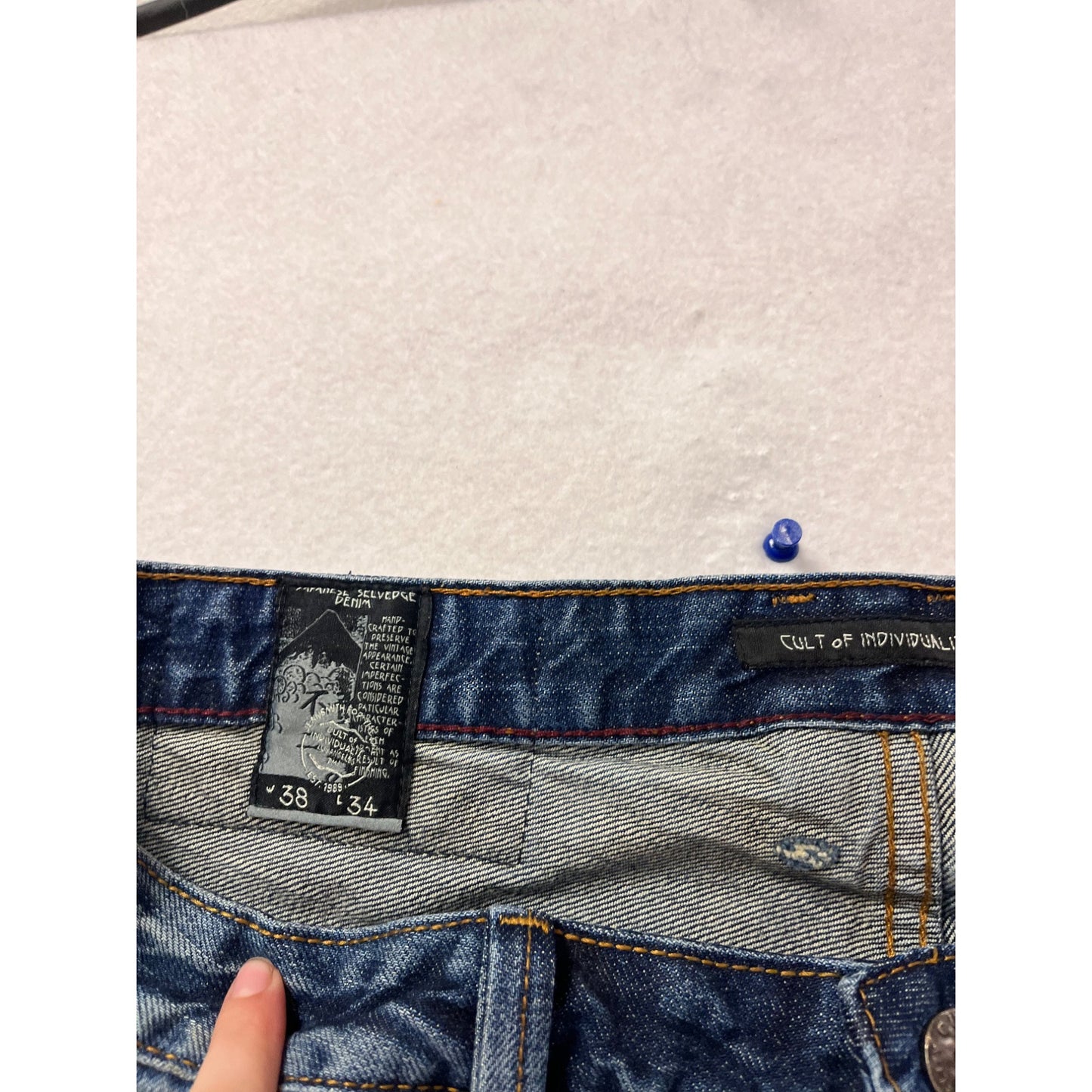 Cult Of Individuality Distressed Bootcut Jeans Size 38 Blue Denim #799A