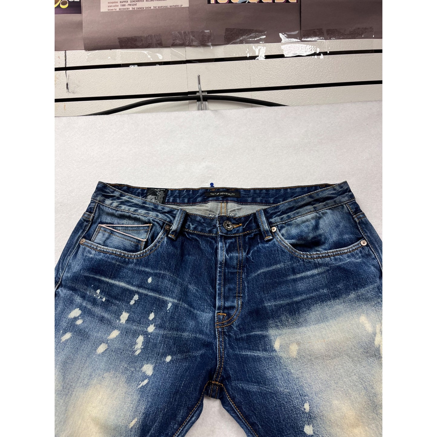 Cult Of Individuality Distressed Bootcut Jeans Size 38 Blue Denim #799A