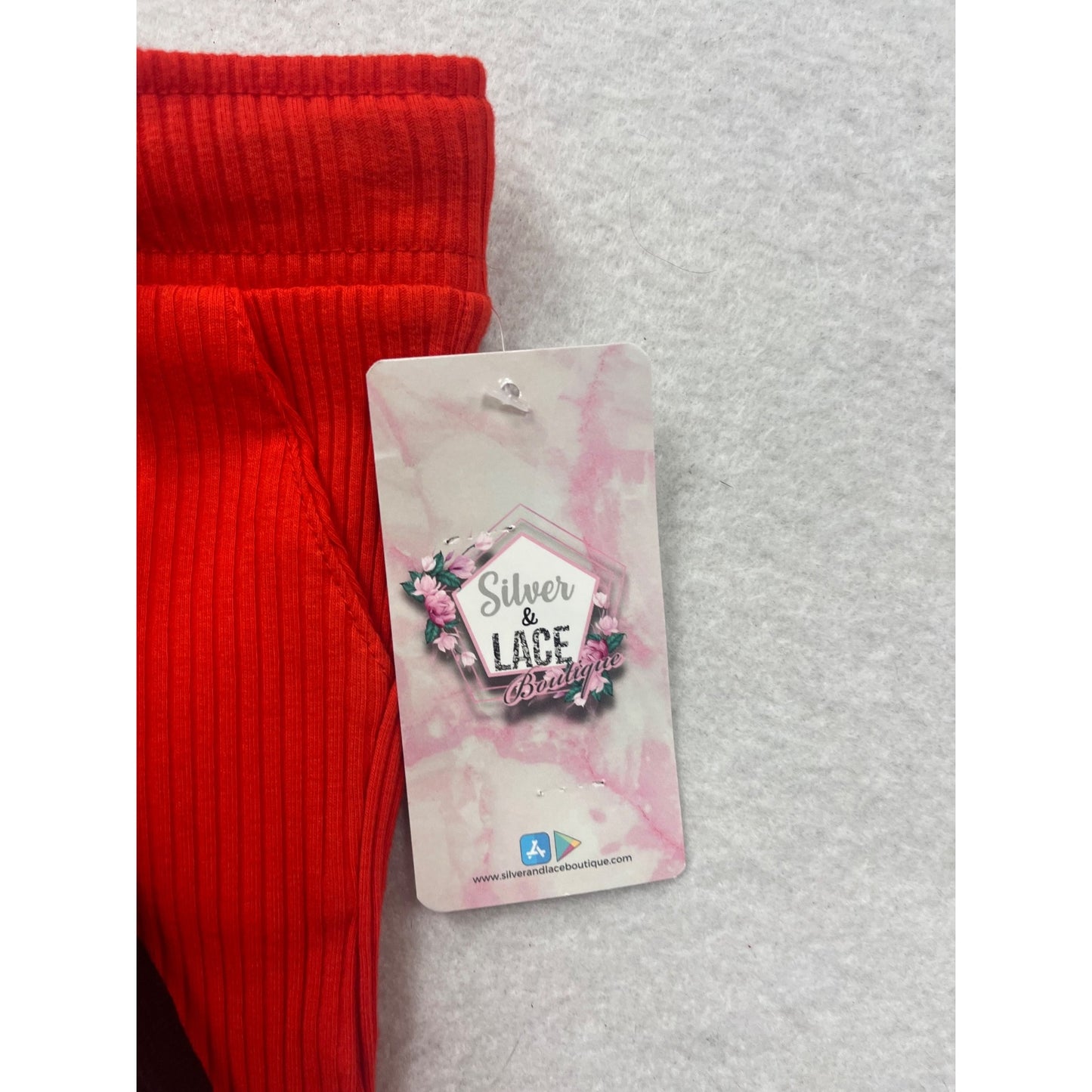 Red Ribbed Baby Pants 6M With Black Drawstring By Beanuts & Beans #138C