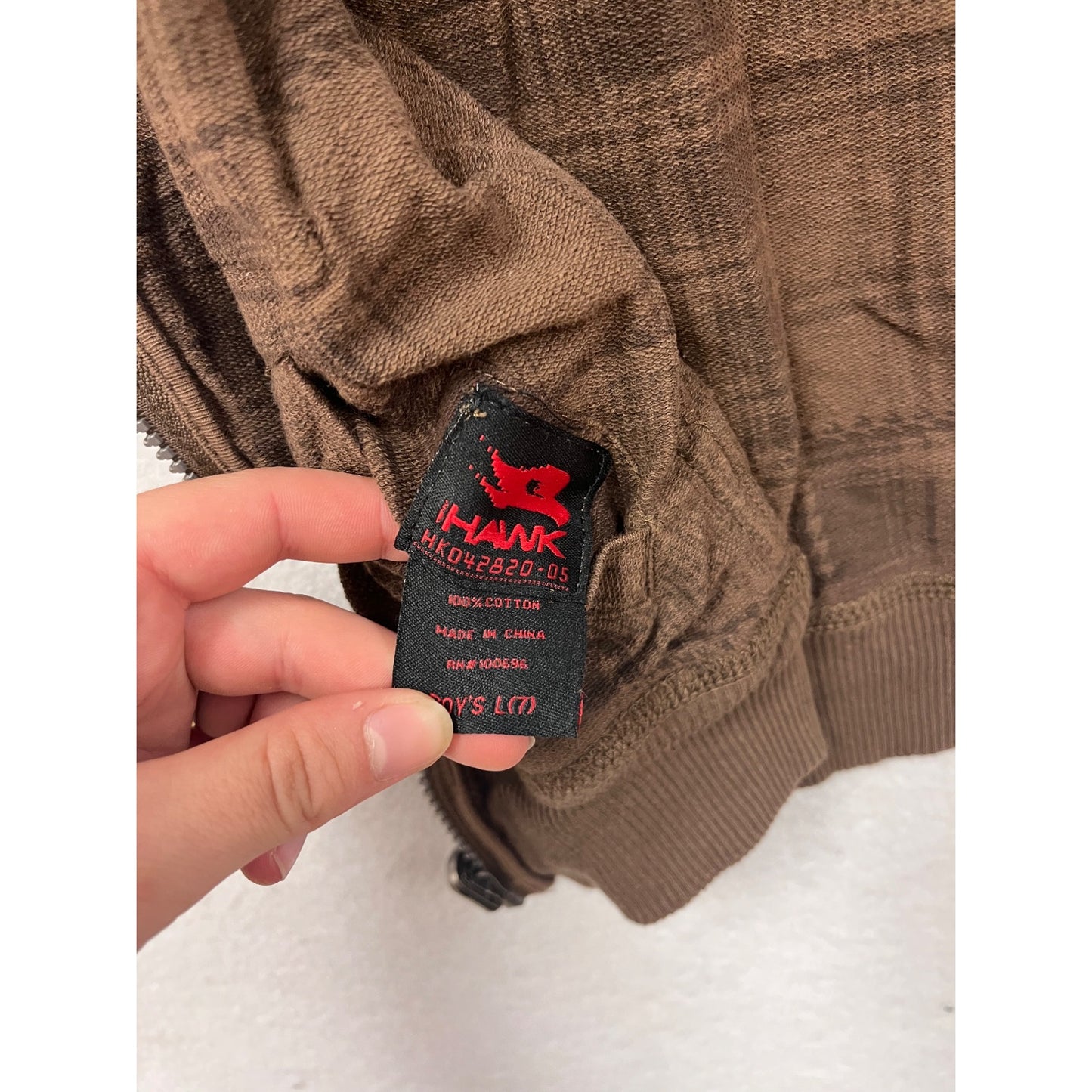 Brown Hawk Hoodie Jacket Reversible size 7 #8521