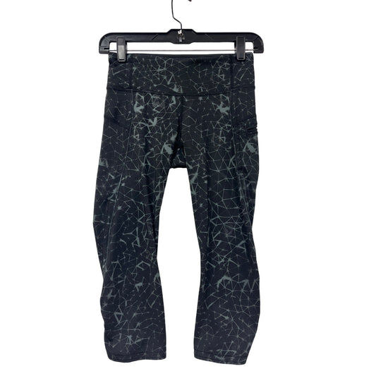 Lululemon Womens Black Cropped Geometric Pattern Leggings With Side Pocket #6043