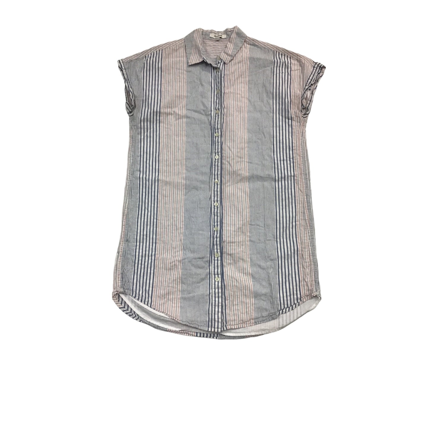 Madewell Womens Striped Sleeveless Button-Down S Blue & Red Stripe #205