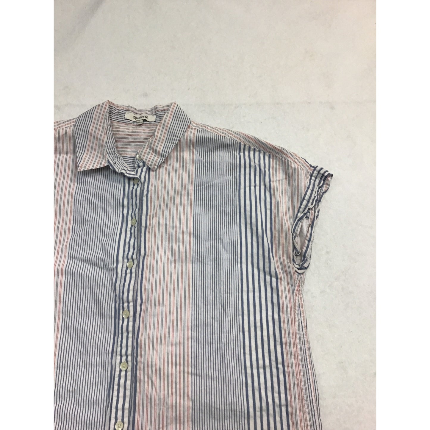 Madewell Womens Striped Sleeveless Button-Down S Blue & Red Stripe #205