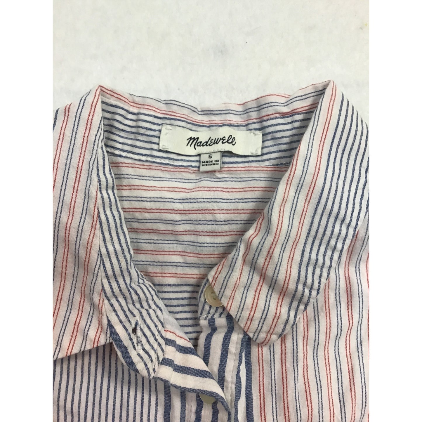 Madewell Womens Striped Sleeveless Button-Down S Blue & Red Stripe #205