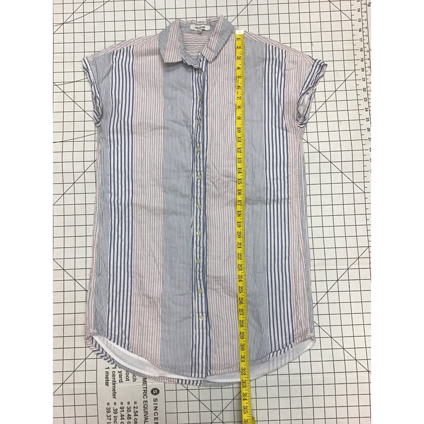 Madewell Womens Striped Sleeveless Button-Down S Blue & Red Stripe #205