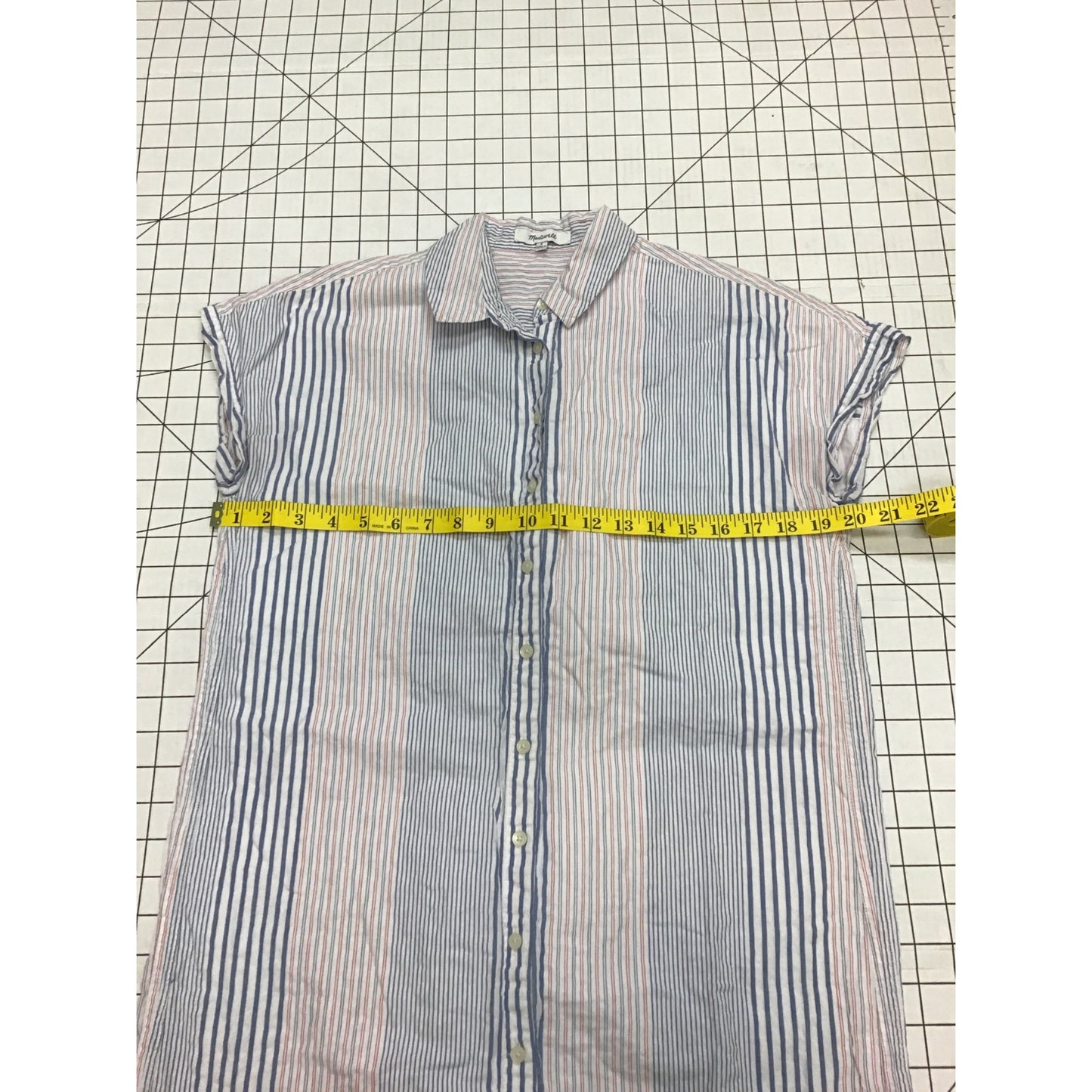 Madewell Womens Striped Sleeveless Button-Down S Blue & Red Stripe #205