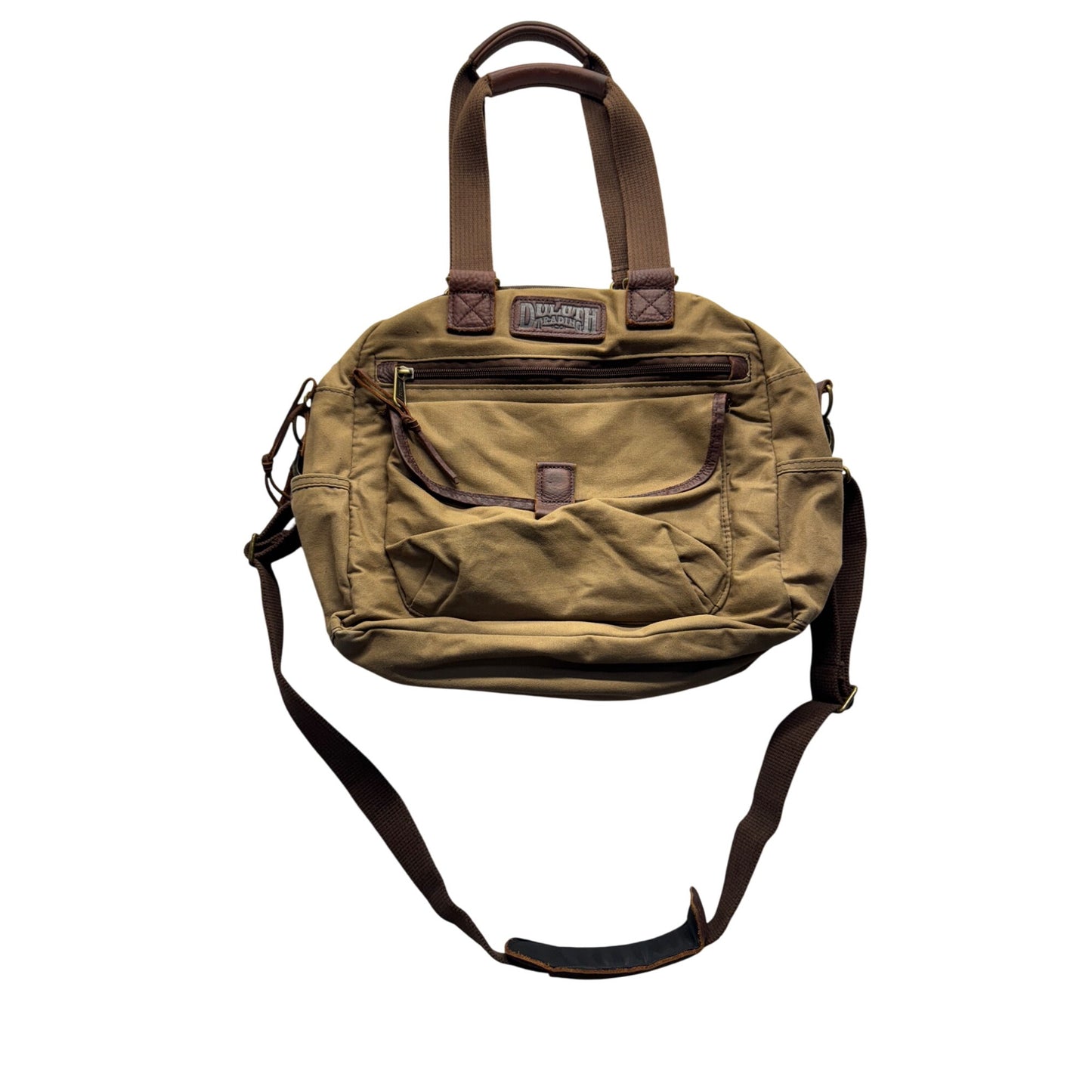 Duluth Trading Co. Brown Canvas Convertible Tote & Crossbody Bag 9487