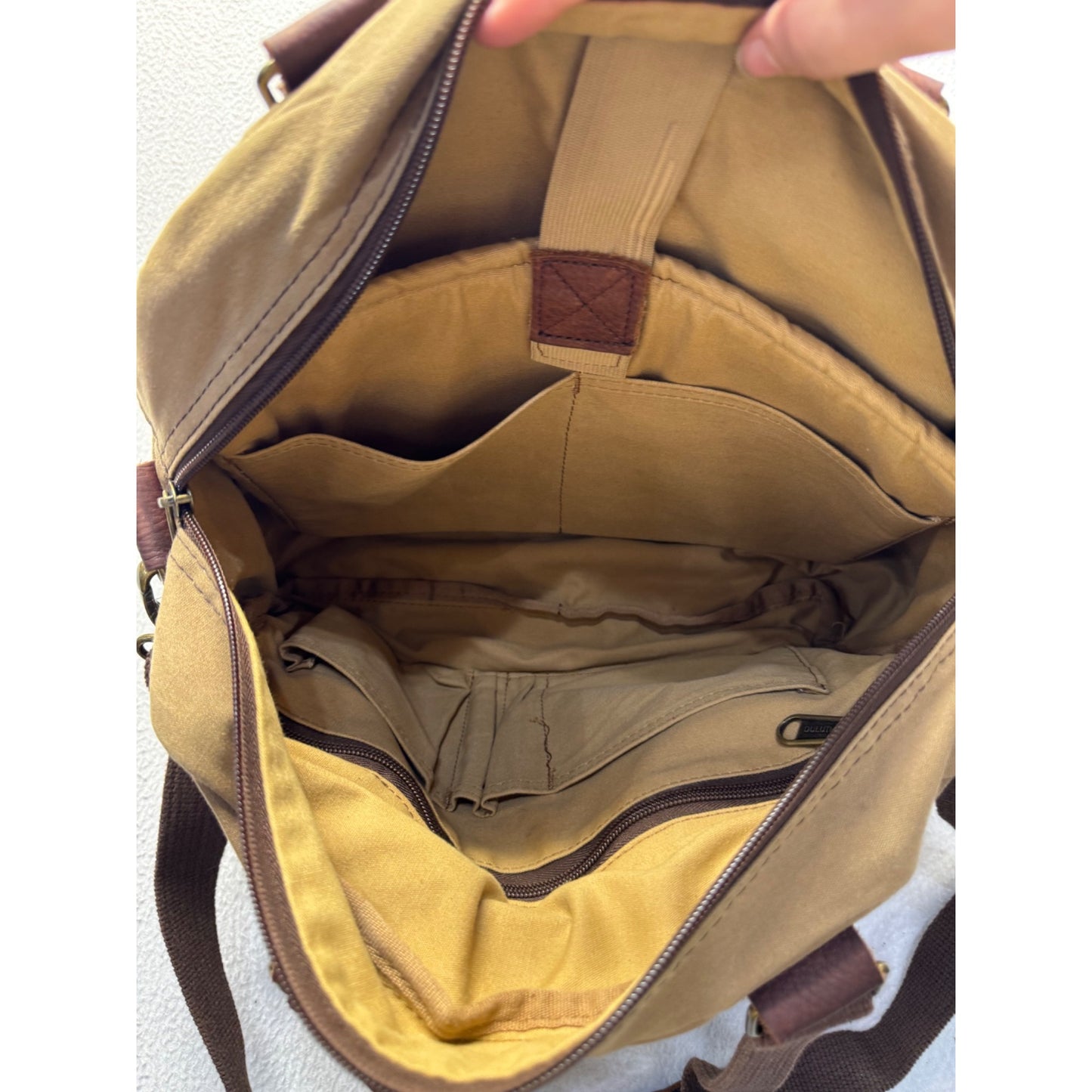 Duluth Trading Co. Brown Canvas Convertible Tote & Crossbody Bag 9487