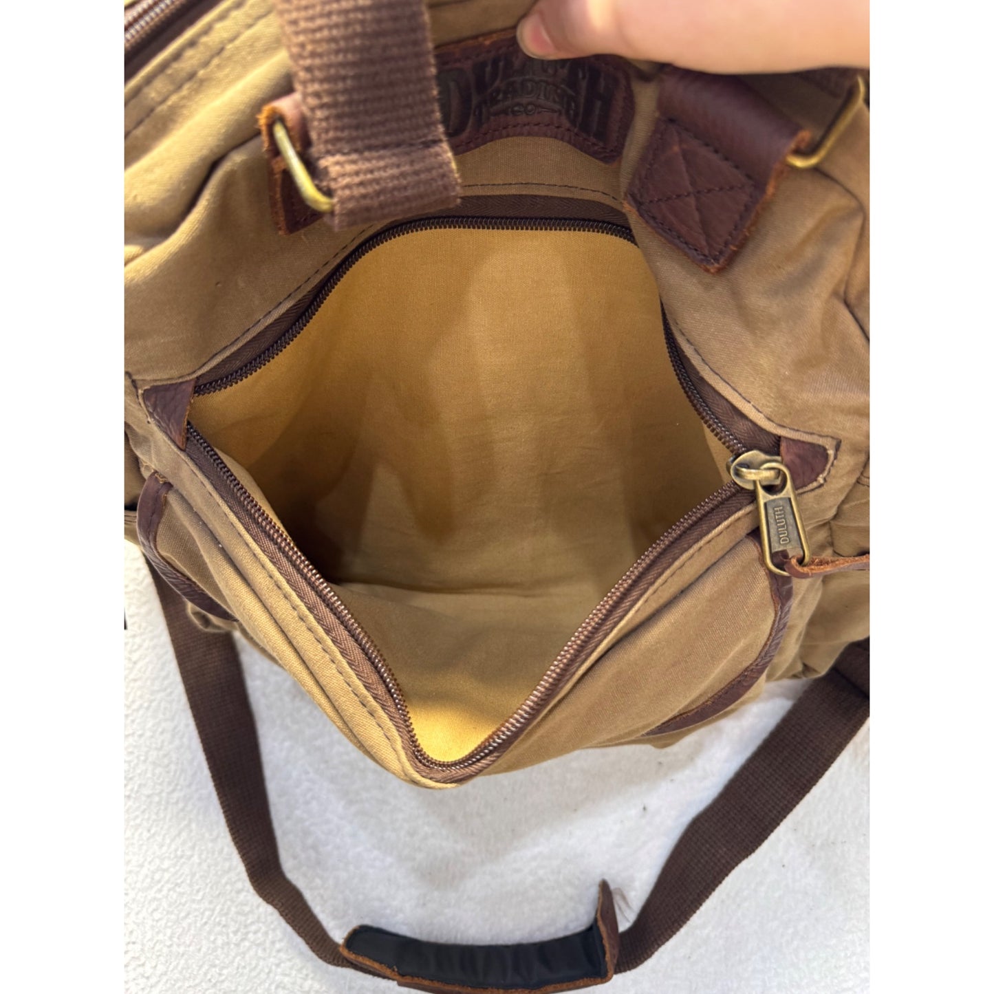 Duluth Trading Co. Brown Canvas Convertible Tote & Crossbody Bag 9487