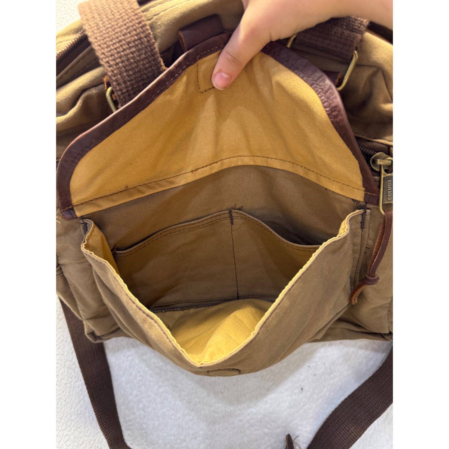 Duluth Trading Co. Brown Canvas Convertible Tote & Crossbody Bag 9487