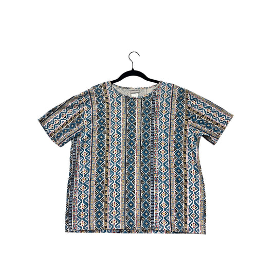 Vintage Cabin Creek Womens Large Aztec Print Short Sleeve Top #6790