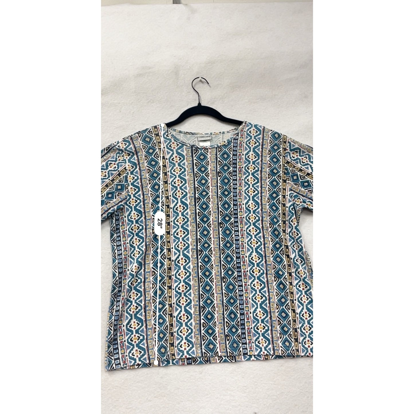 Vintage Cabin Creek Womens Large Aztec Print Short Sleeve Top #6790