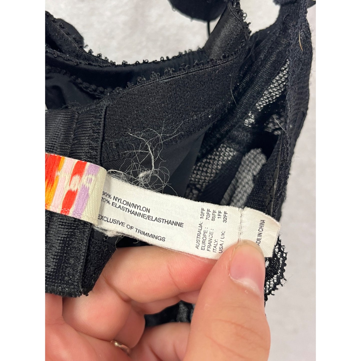 Parfait By Affinitas Black Lace Underwire Full Coverage Bra Size 32FF #8745