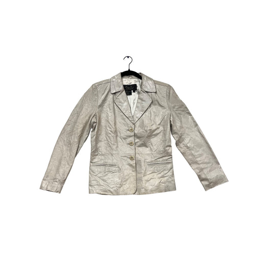 Terry Lewis XS Genuine Leather Silver Blazer Jacket #962A
