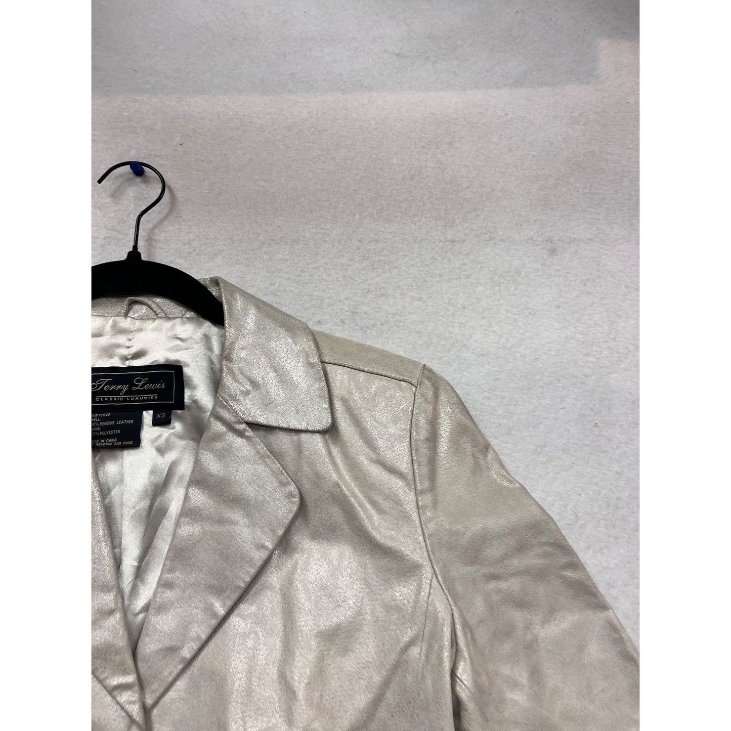 Terry Lewis XS Genuine Leather Silver Blazer Jacket #962A