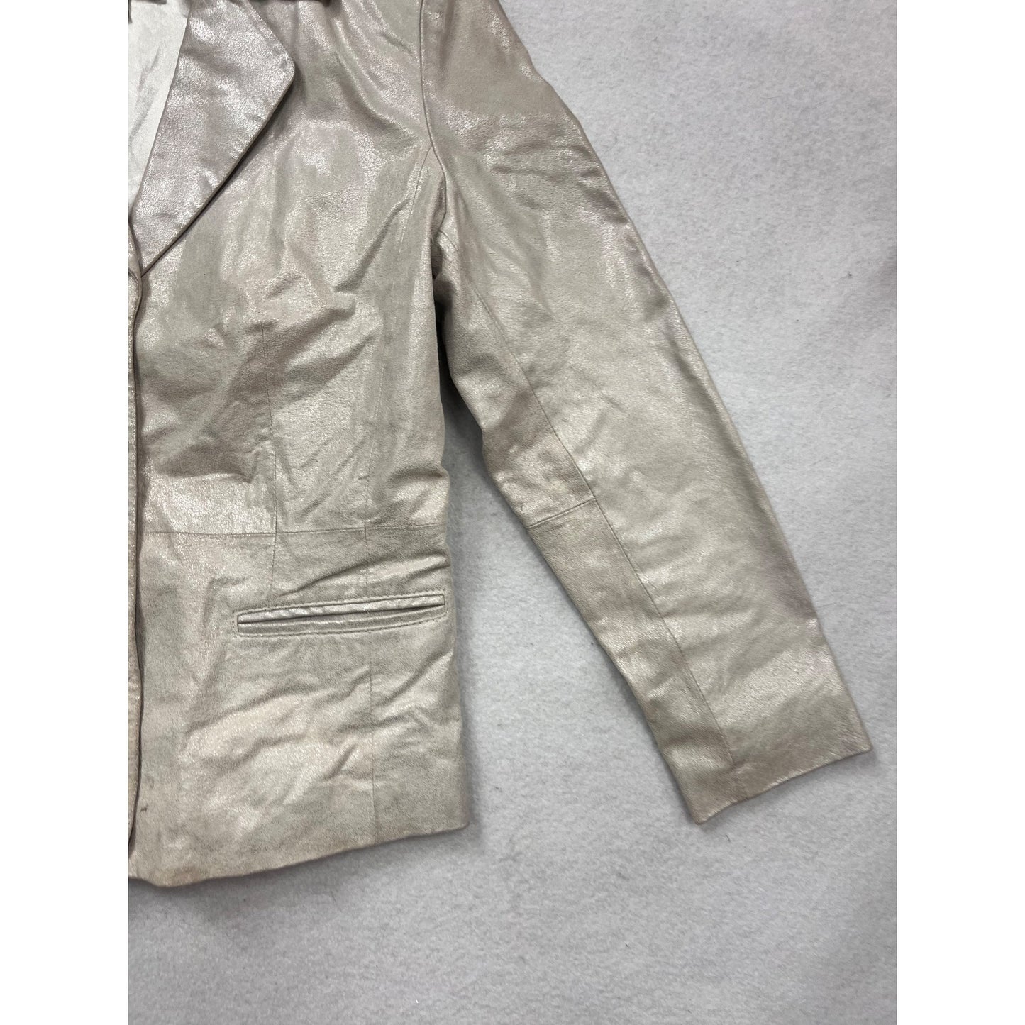 Terry Lewis XS Genuine Leather Silver Blazer Jacket #962A