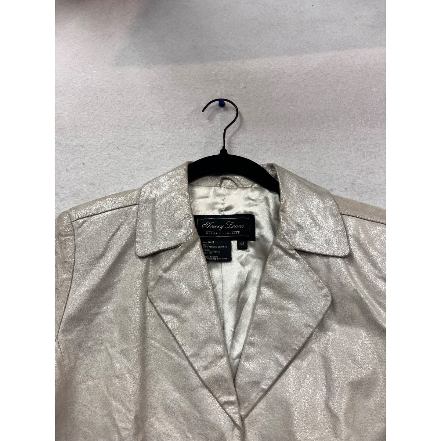 Terry Lewis XS Genuine Leather Silver Blazer Jacket #962A