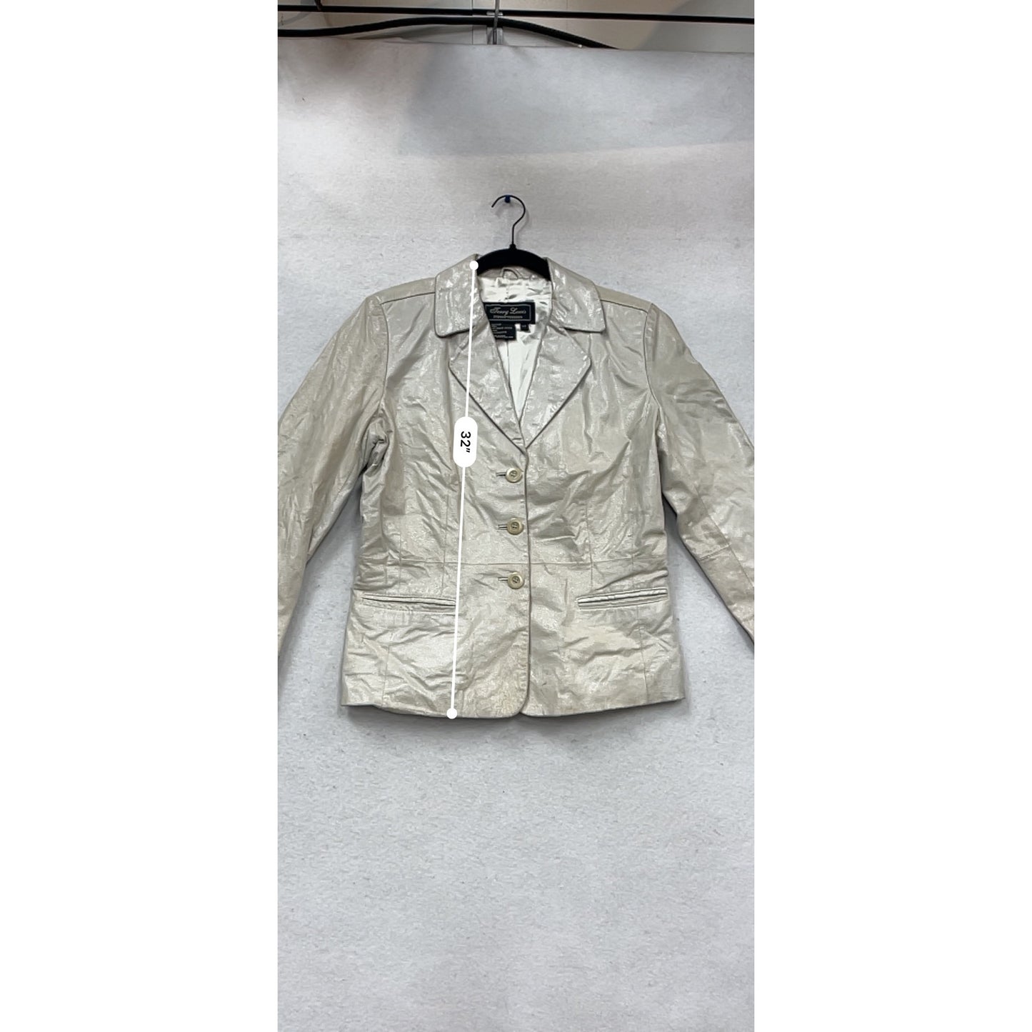 Terry Lewis XS Genuine Leather Silver Blazer Jacket #962A