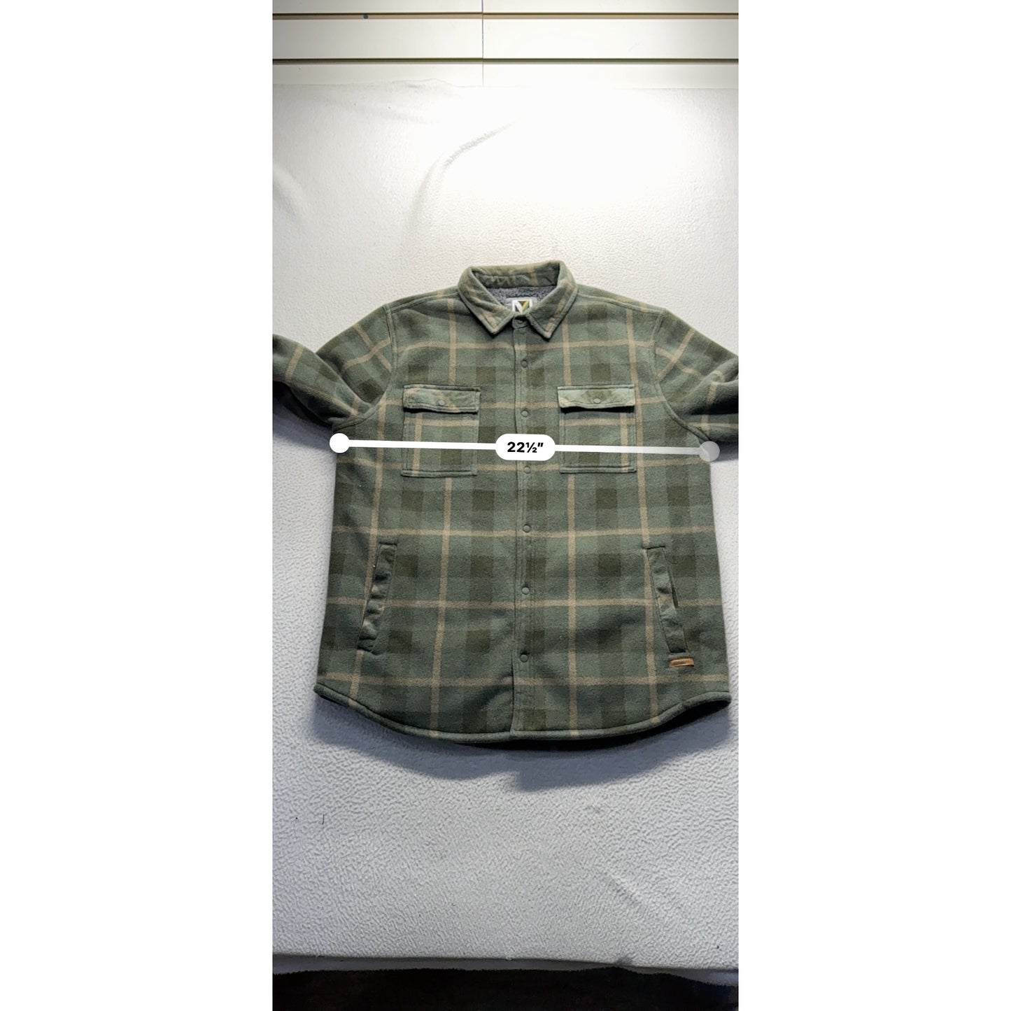 Voyager Green Plaid Sherpa-Lined Flannel Shirt Jacket Size L #128B