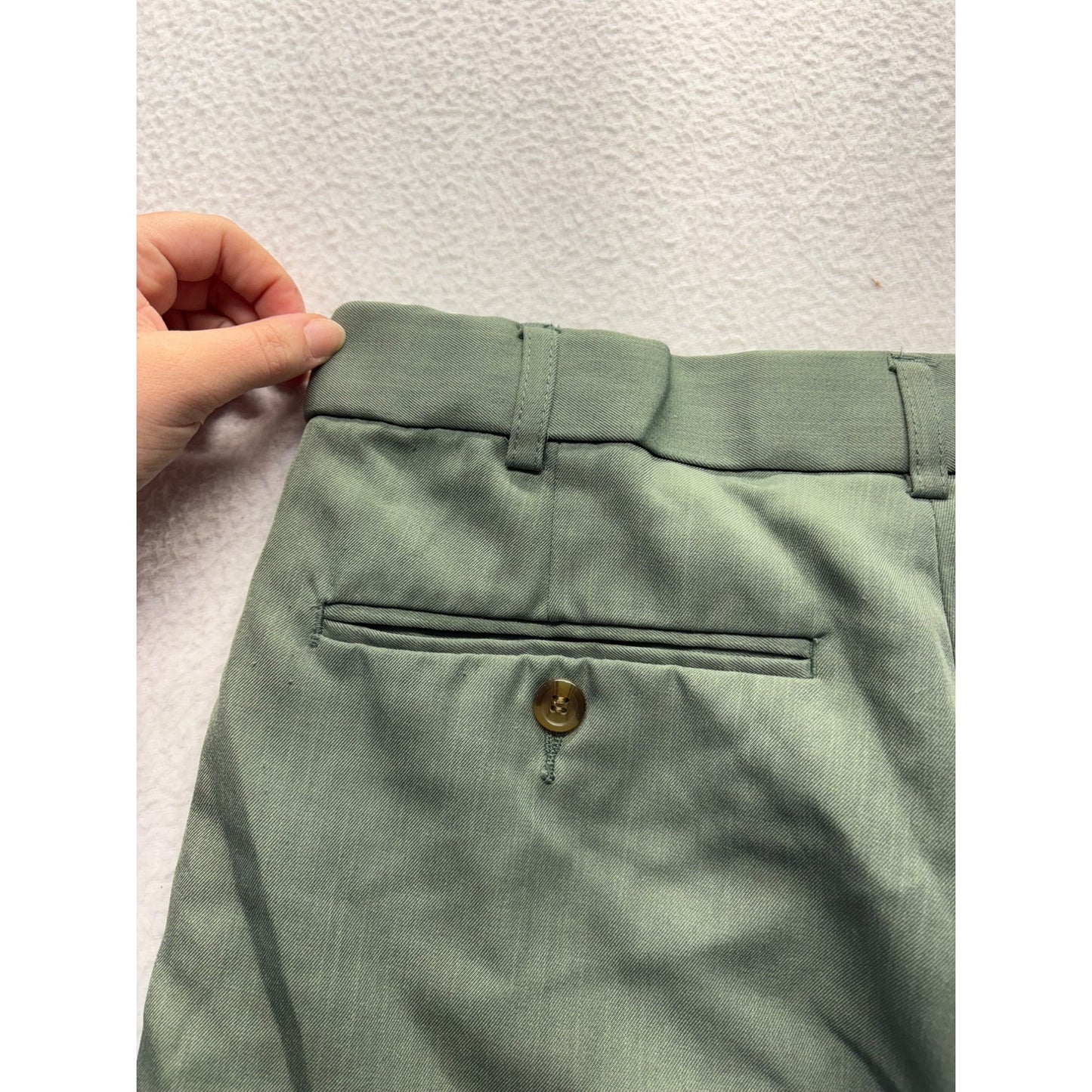 Botany 500 Mens Green Polyester Flat-Front Pants #7506