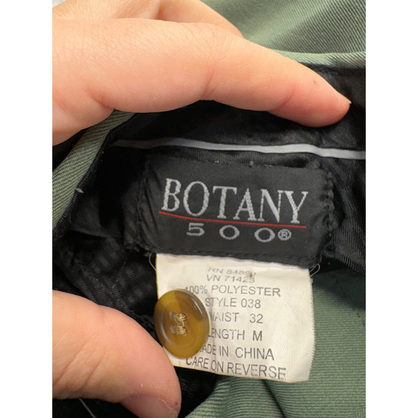 Botany 500 Mens Green Polyester Flat-Front Pants #7506