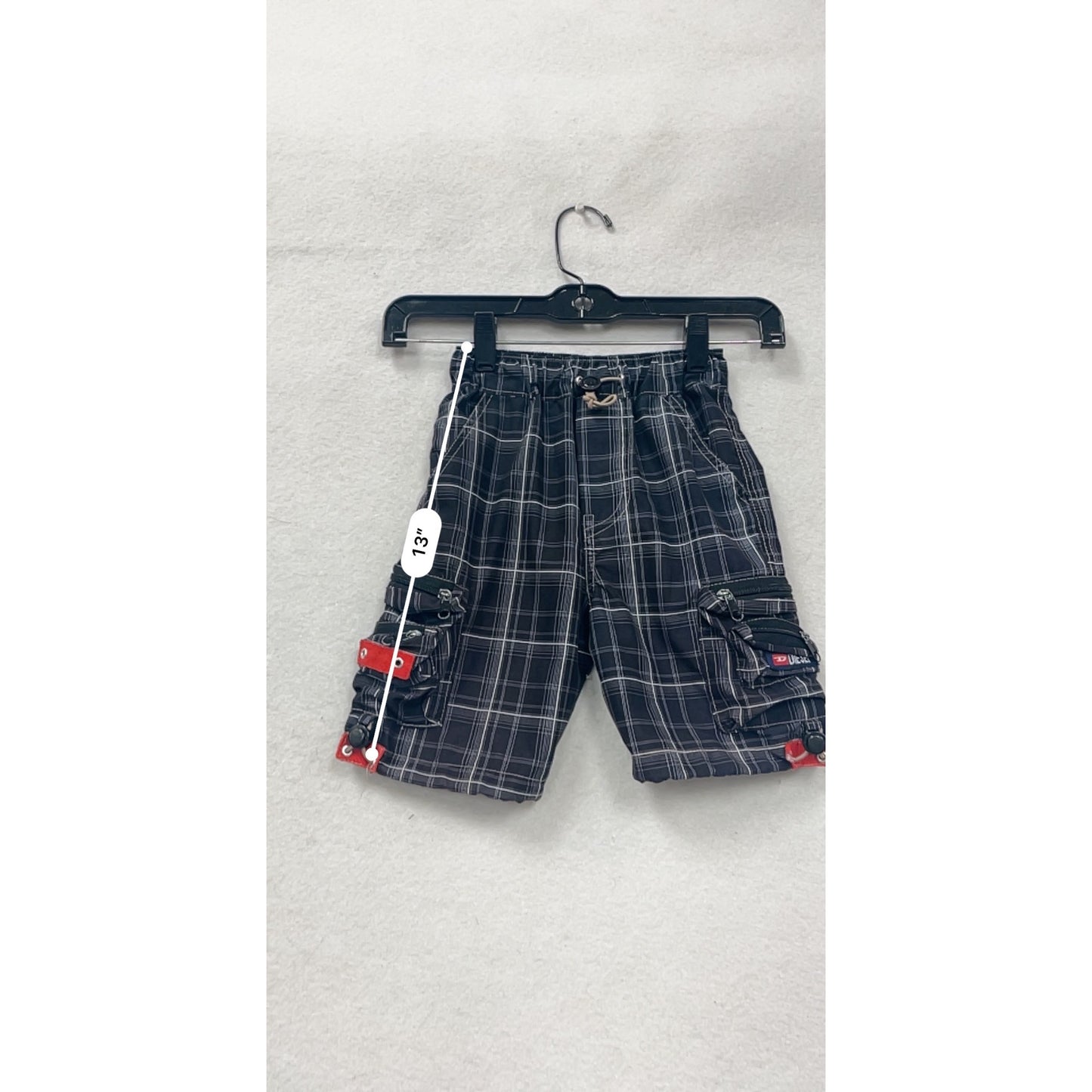 Boys 2XL Diesel Black & White Plaid Cargo Shorts #6660