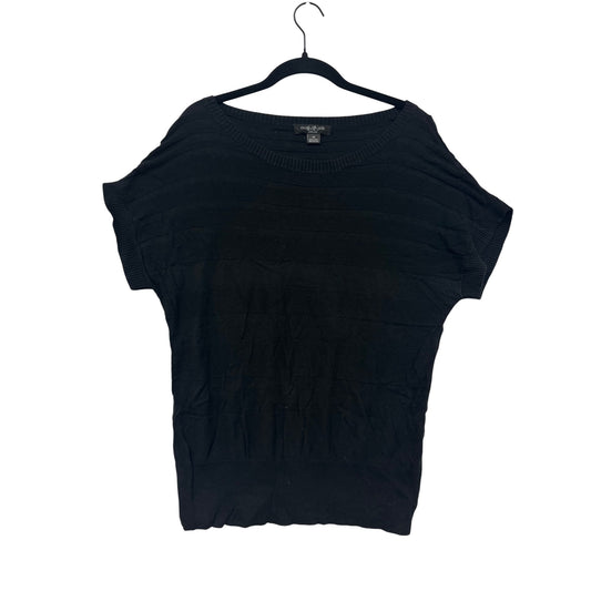August Silk Petite Black Short Sleeve Knit Top #8525