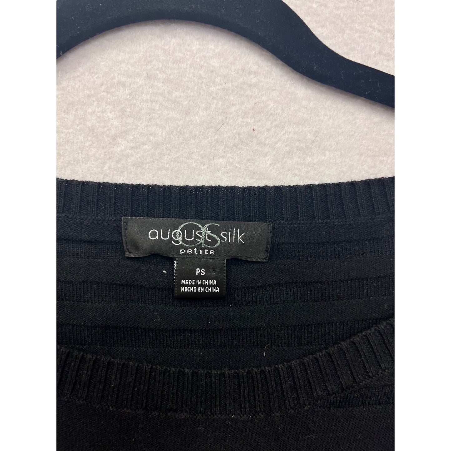 August Silk Petite Black Short Sleeve Knit Top #8525