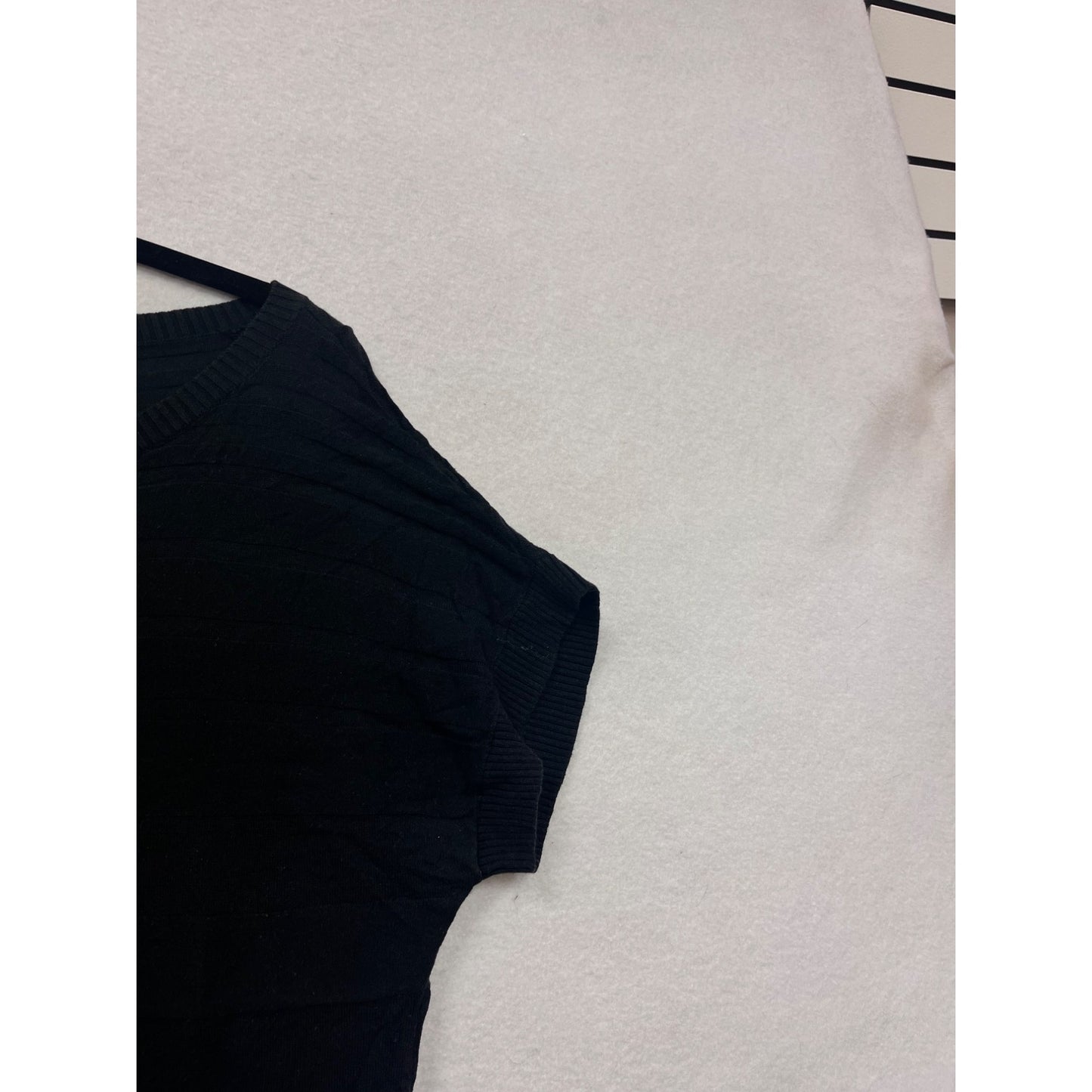 August Silk Petite Black Short Sleeve Knit Top #8525