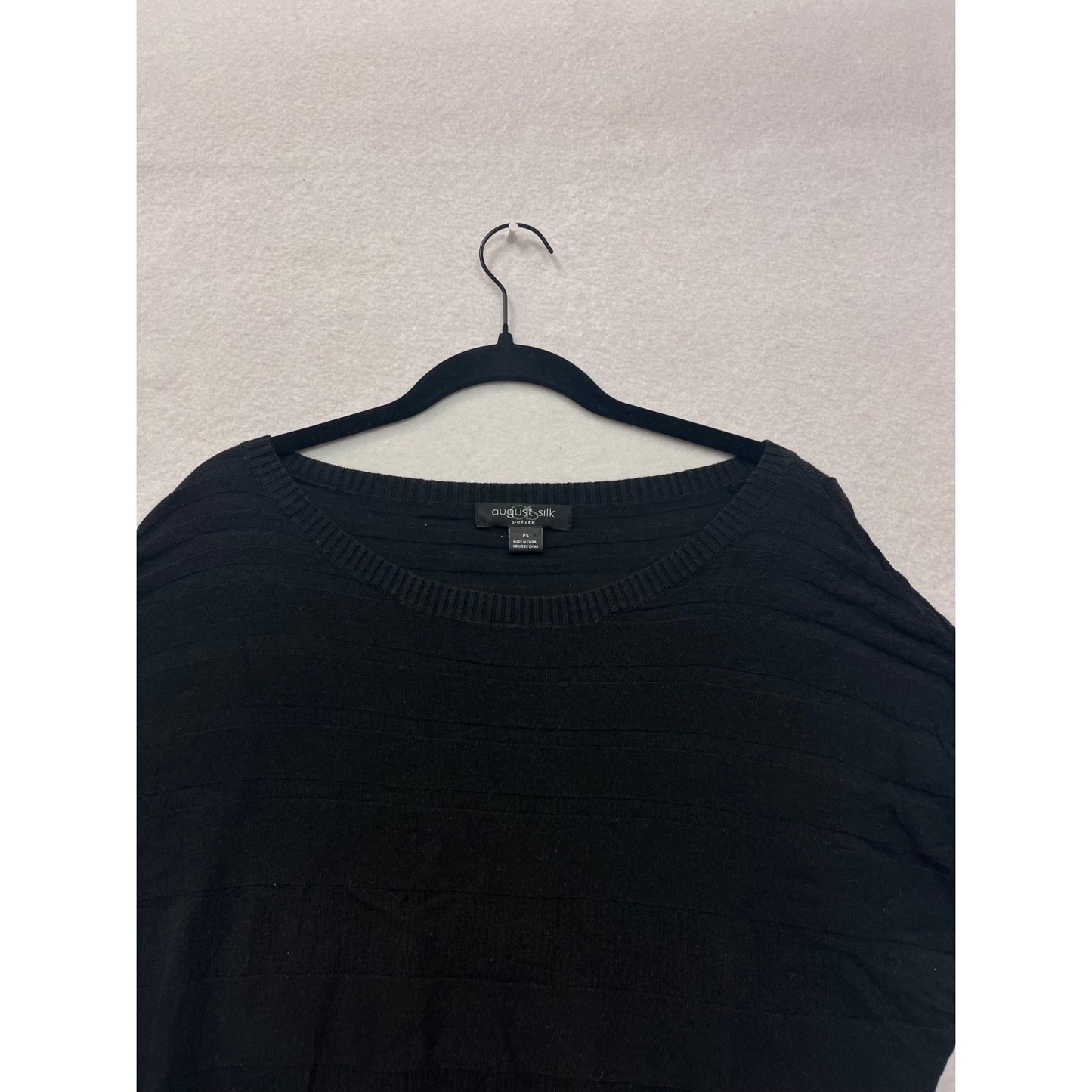 August Silk Petite Black Short Sleeve Knit Top #8525