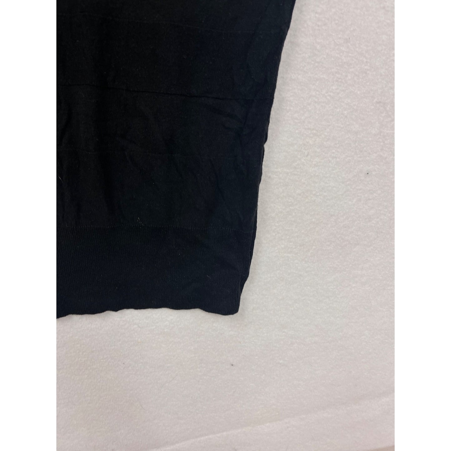 August Silk Petite Black Short Sleeve Knit Top #8525