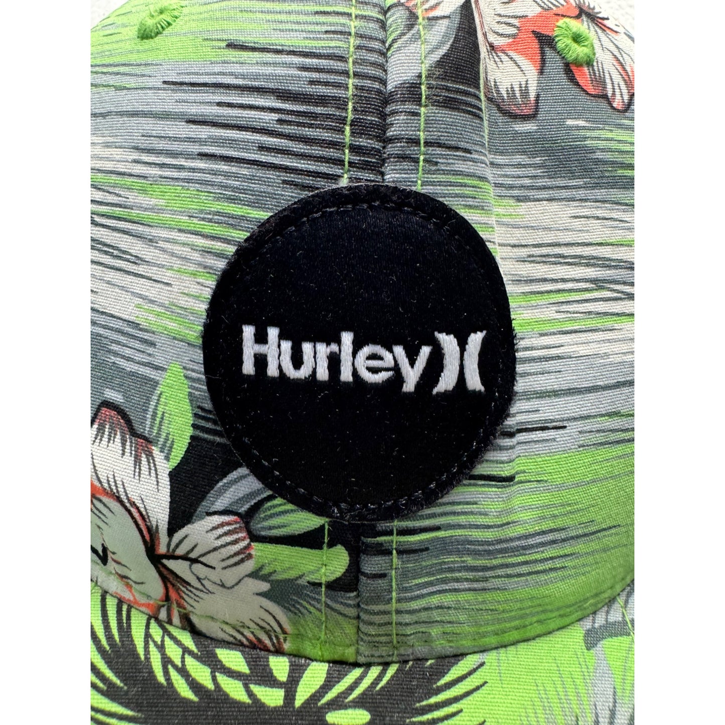 Aloha Hurley Green Tropical Floral Snapback Hat Adjustable Cap #9671