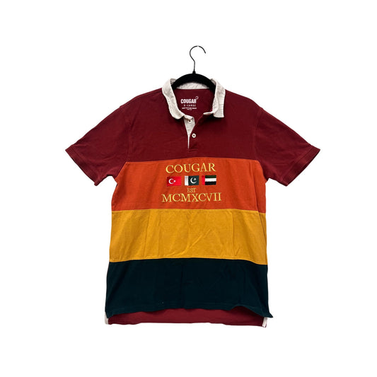 Cougar Mens XL Rugby Polo Shirt With Embroidered Flags #6899