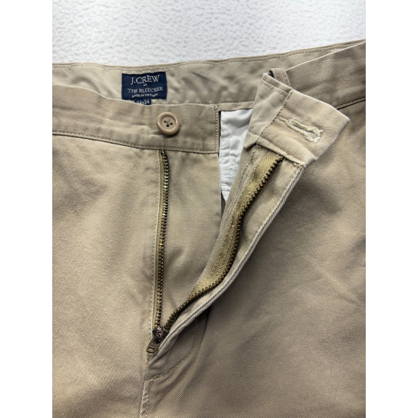 J. Crew The Bleeker Khaki Cotton Pants 34x34 Mens Relaxed Fit #7555