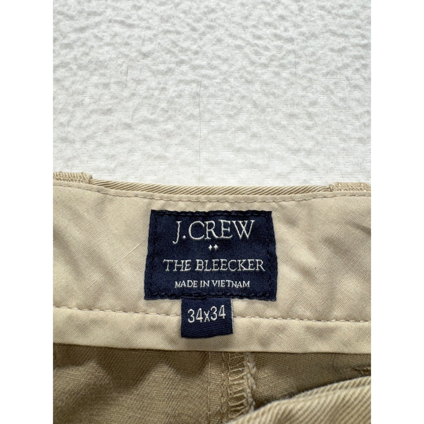 J. Crew The Bleeker Khaki Cotton Pants 34x34 Mens Relaxed Fit #7555