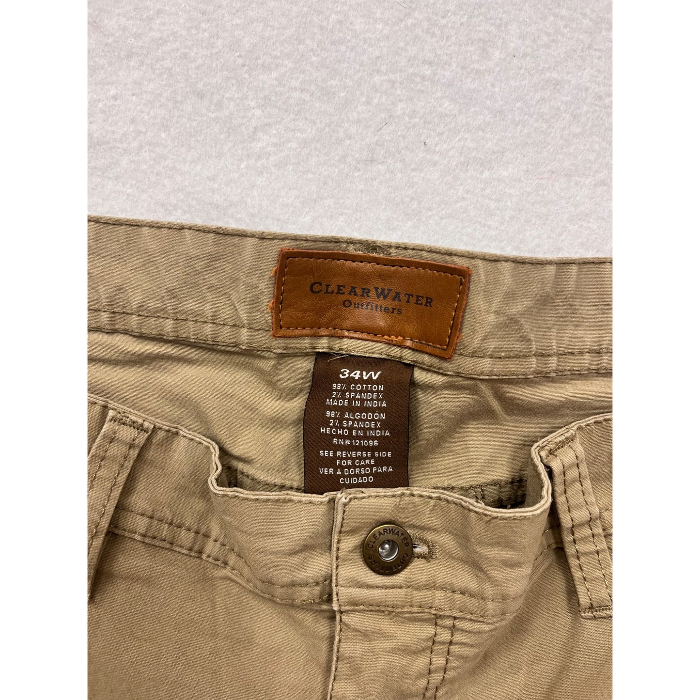 Clearwater Outfitters Mens Khaki Cargo Shorts Size 34W #6570