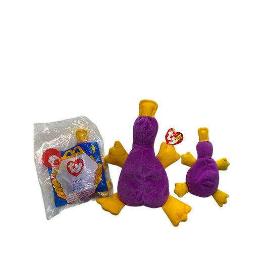 Ty Beanie Babies 3pc RARE Patti The Platypus Set 90s #7377