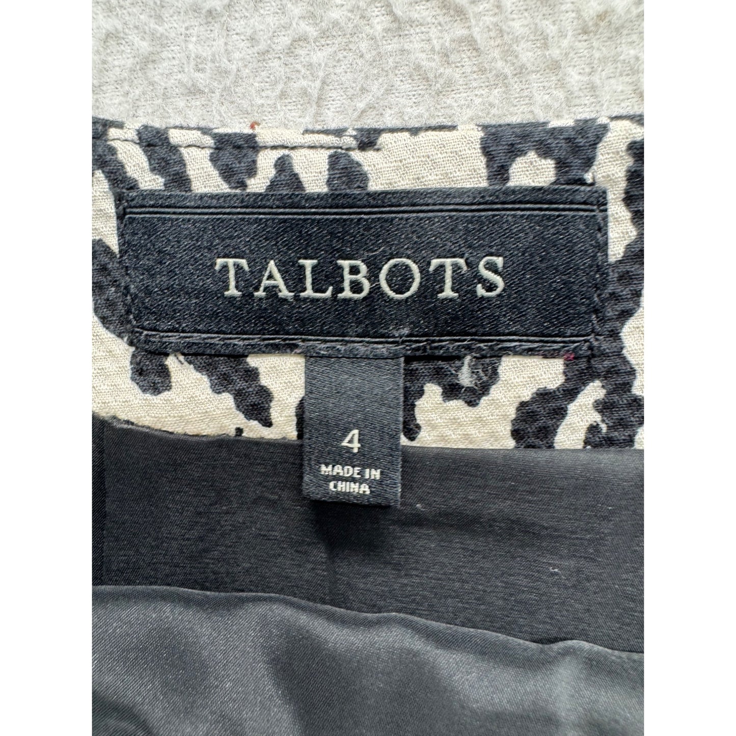 Talbots Animal Print Skirt Size 4 in Black & White Cotton Blend #196B