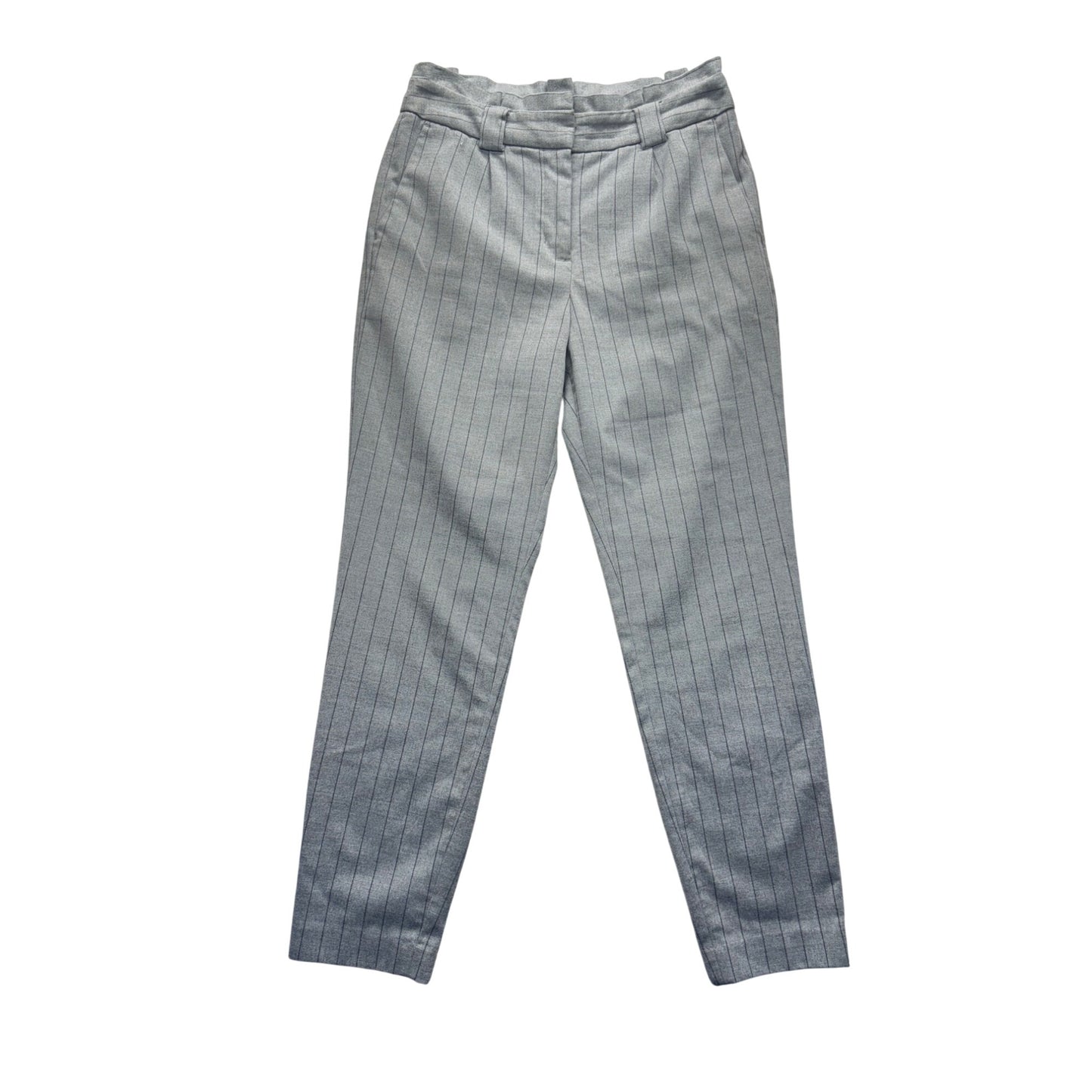 Gray Pinstripe Straight-Leg Dress Pants Size 6 Express Blend 32" Length #9276
