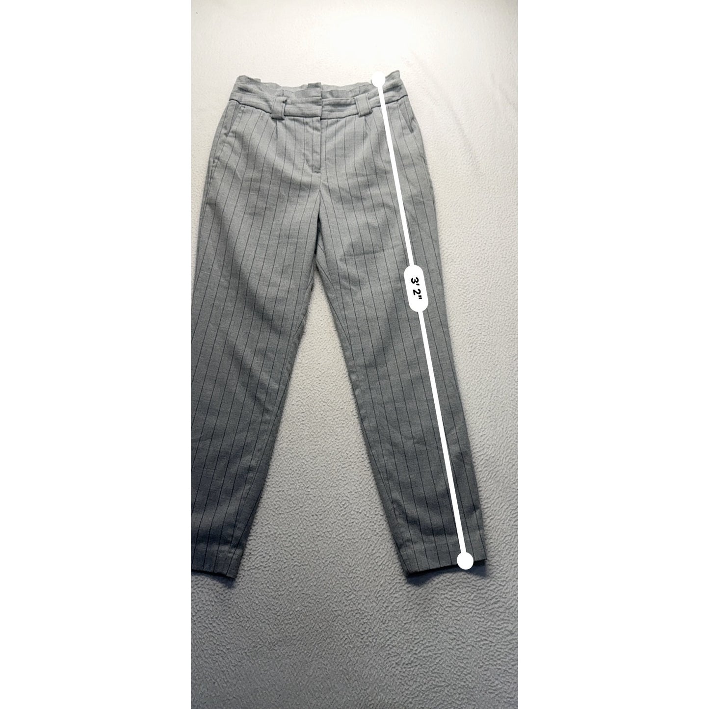 Gray Pinstripe Straight-Leg Dress Pants Size 6 Express Blend 32" Length #9276
