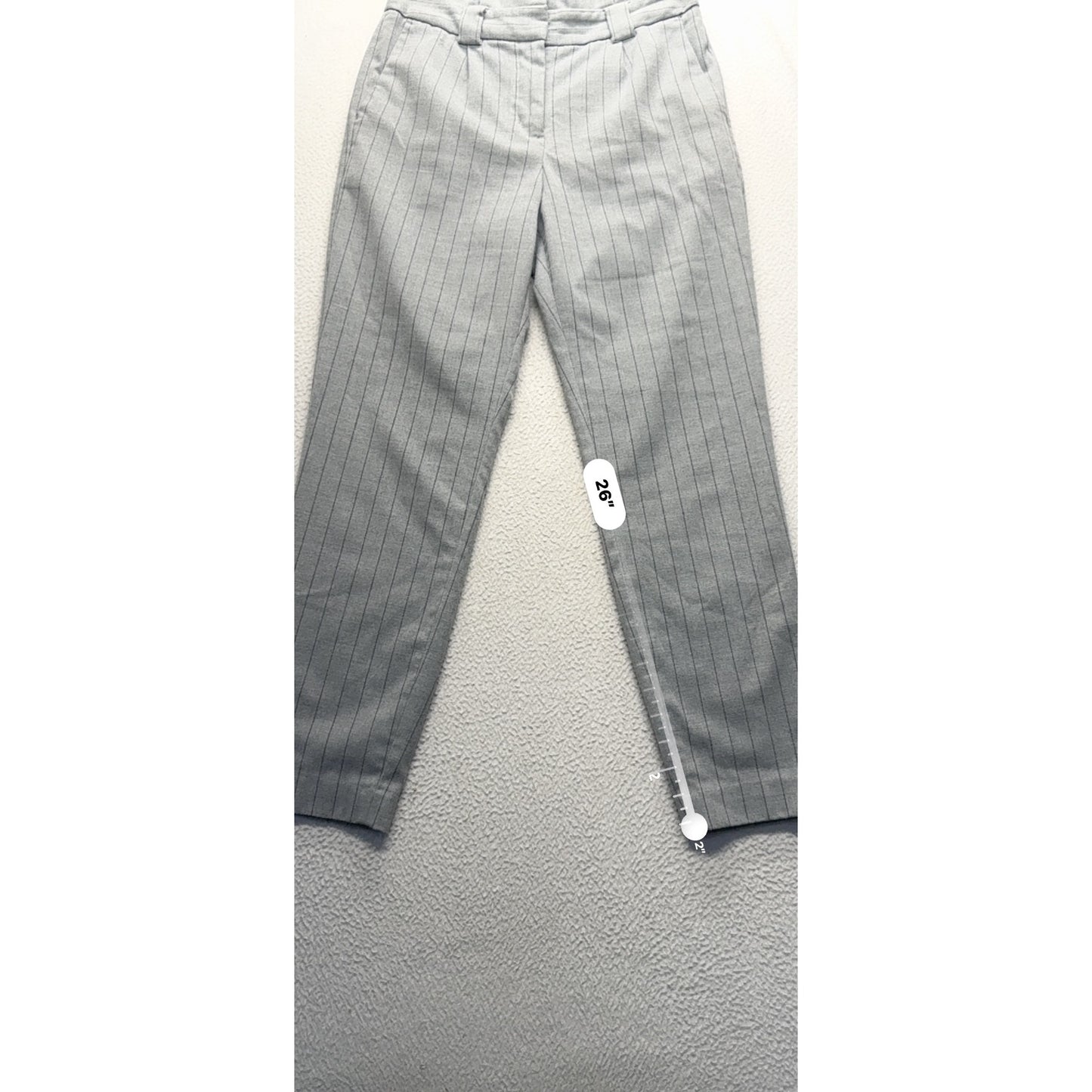 Gray Pinstripe Straight-Leg Dress Pants Size 6 Express Blend 32" Length #9276