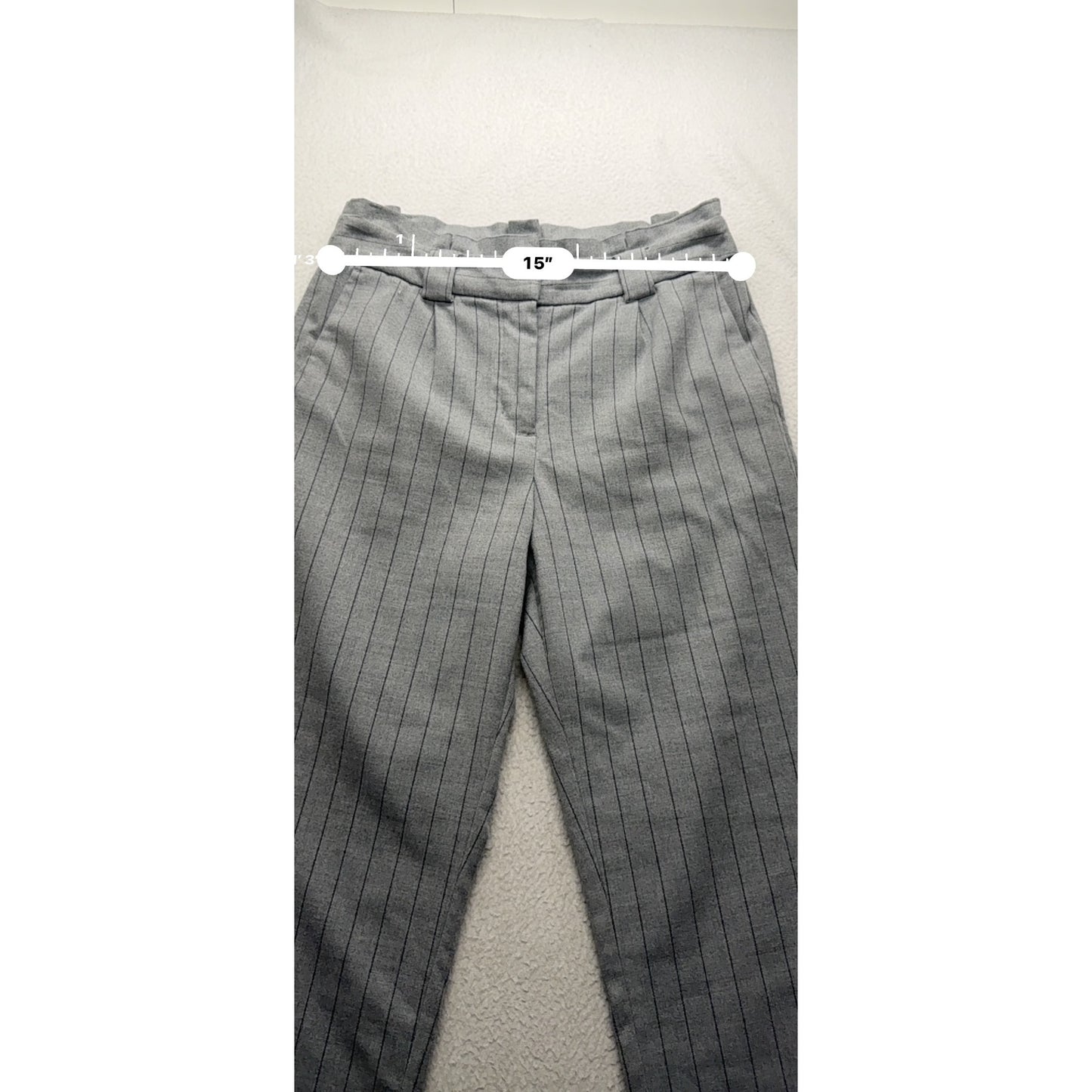 Gray Pinstripe Straight-Leg Dress Pants Size 6 Express Blend 32" Length #9276