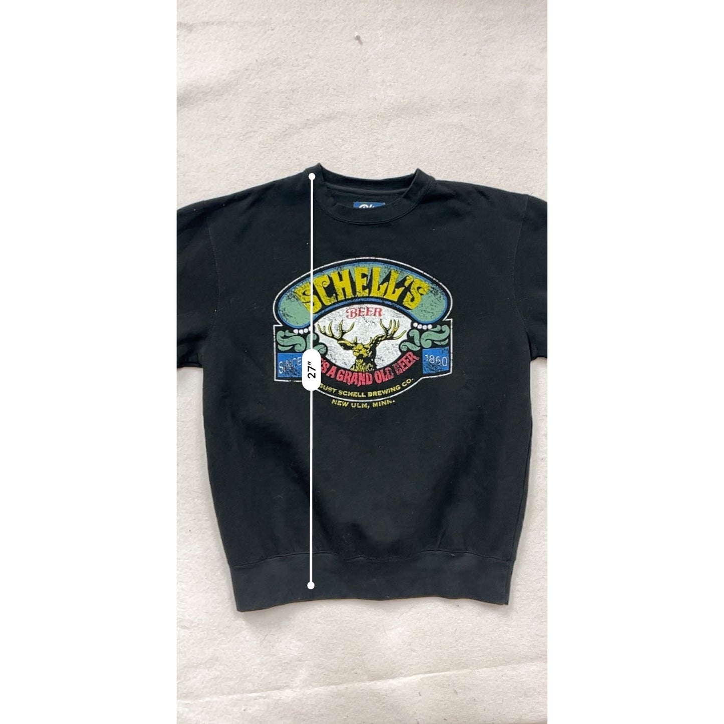 Schells Beer Graphic Sweatshirt XL Blue 84 Black Crewneck #8575
