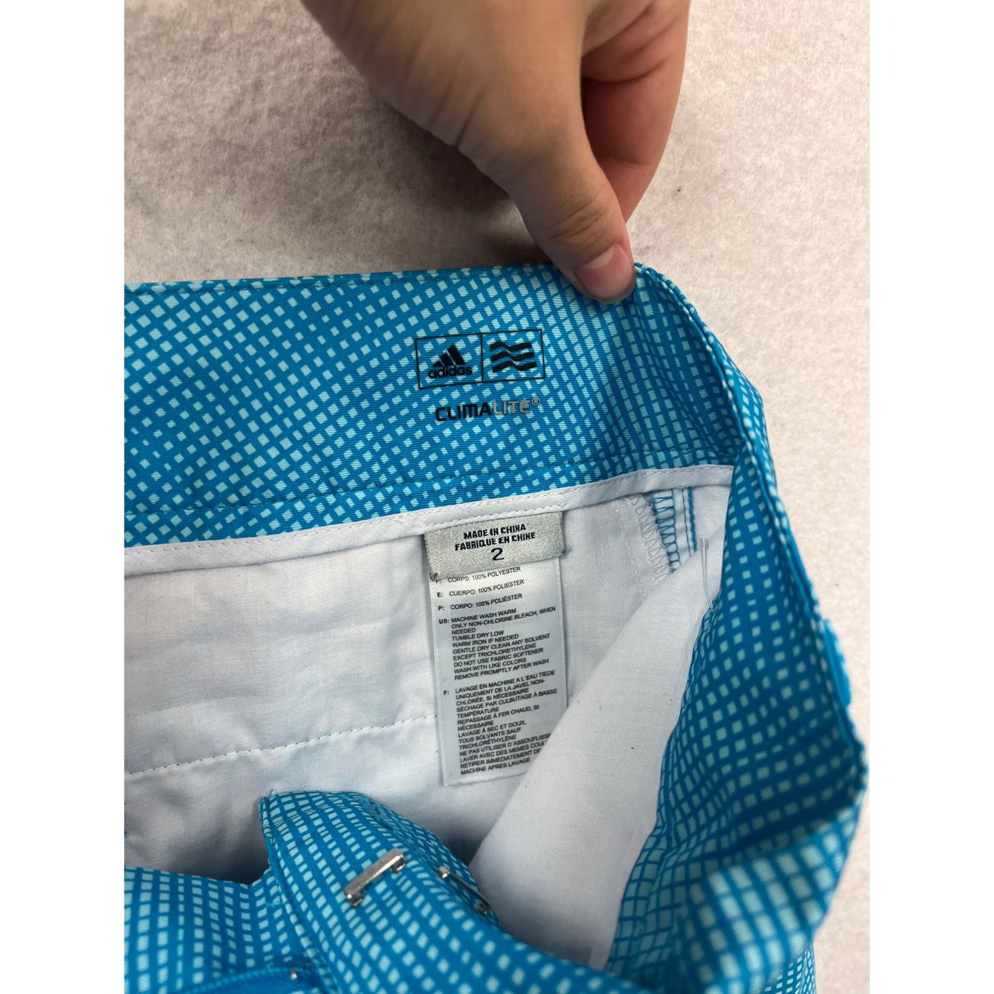 Columbia Blue Grid Pattern Golf Shorts Size 2 #583A