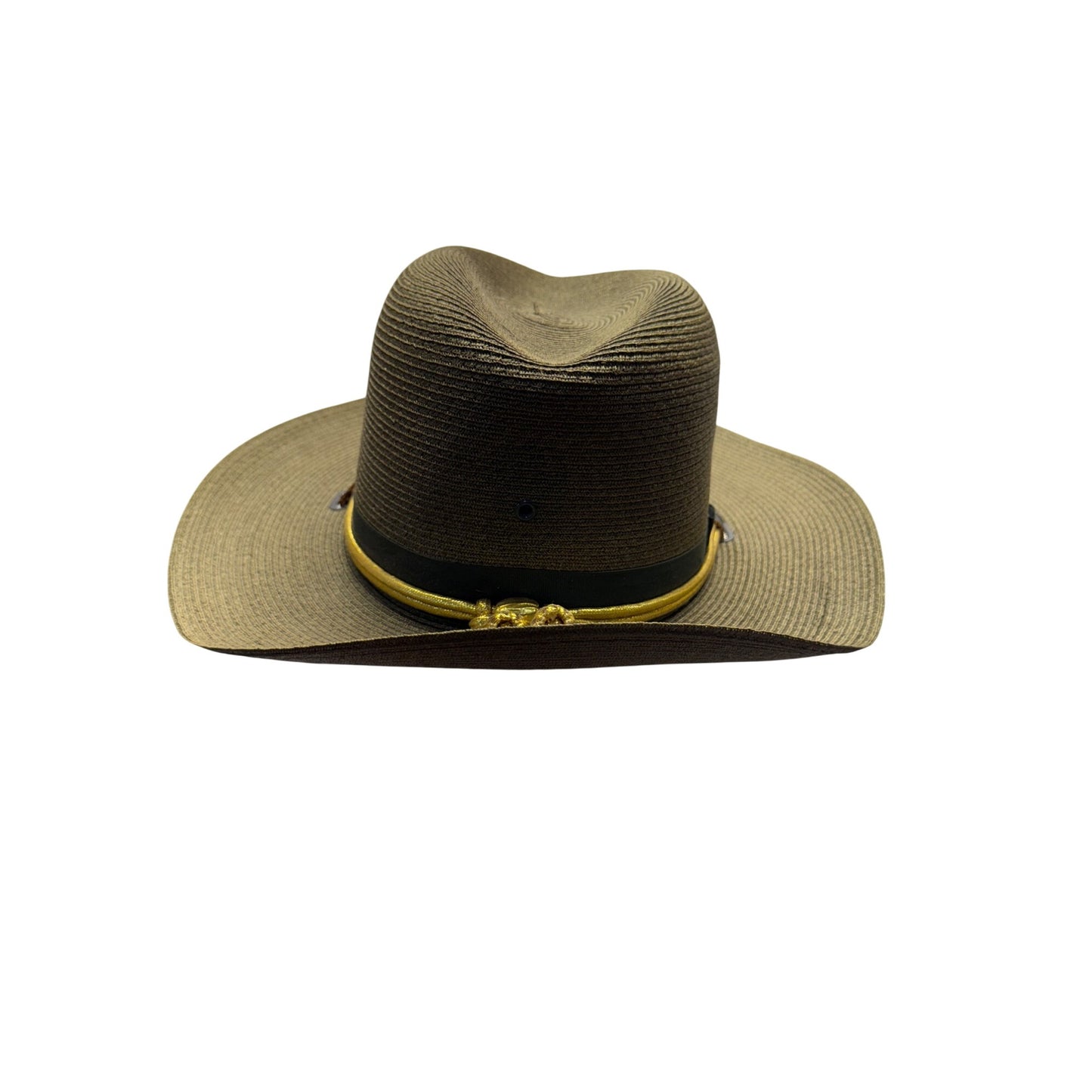 Straw Campaign Hat With Chin Strap & Gold Acorn Cord - Olive Green #9768